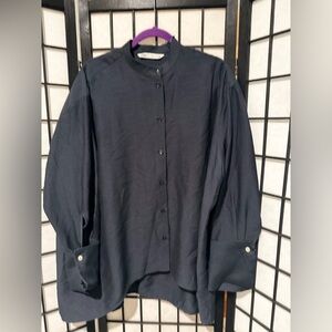 Zara Charcoal Mandarin Collar Shirt